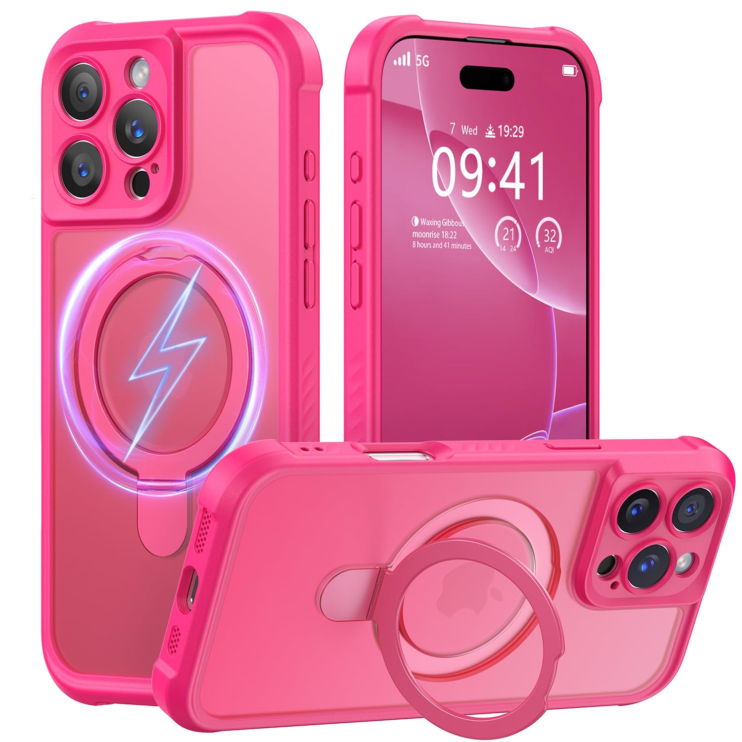 MOCCA Design for iPhone 16 Pro Case with Magnetic Invisible Stand [Full Camera Protection] [Compatible with Magsafe] Military Drop Shockproof