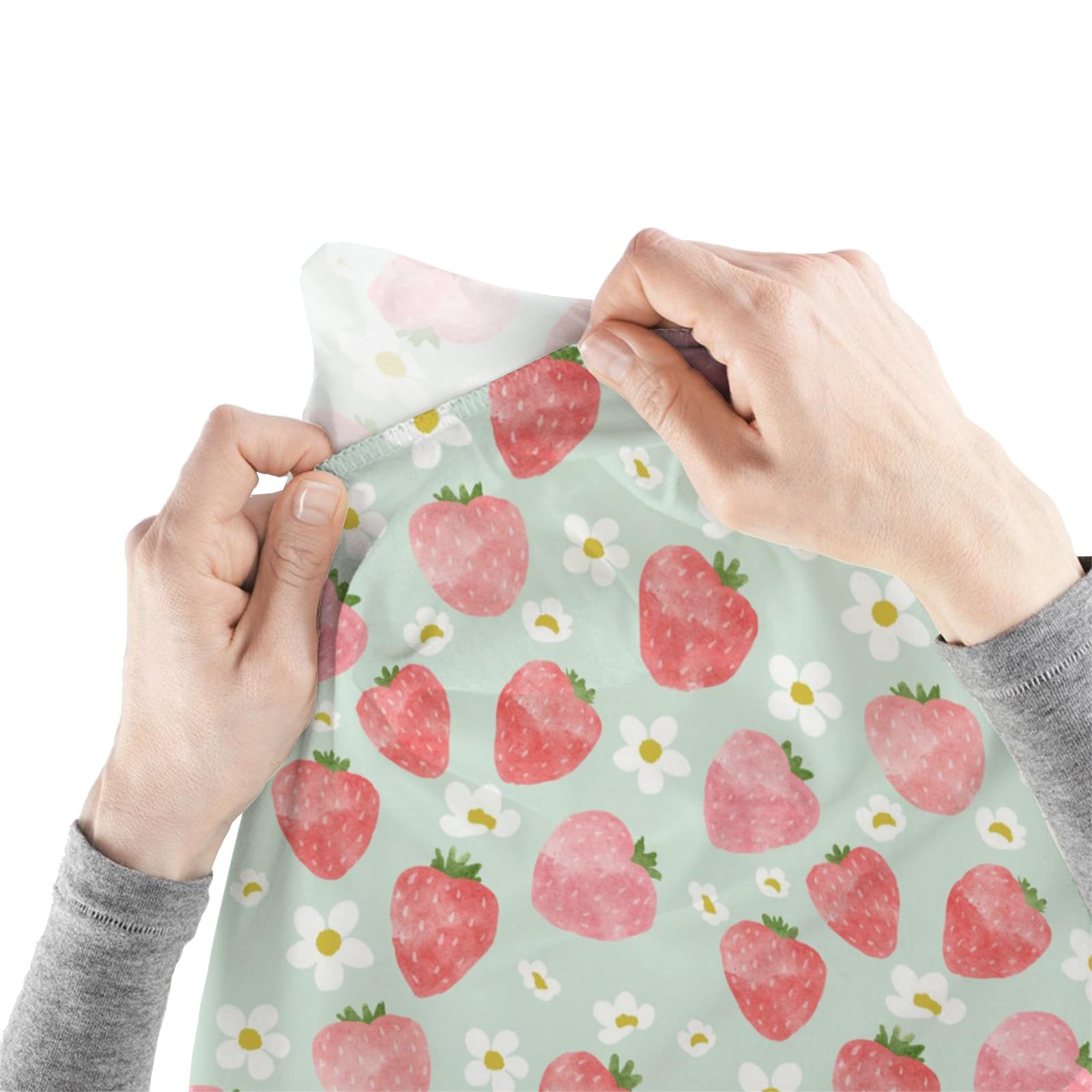 EyMzcod Baby Girls Changing Pad Covers Pink Strawberry, Watercolor Green Fruit Flower Safe Snug Fitted Diaper Table Sheet, Soft Breathable Stretchy Change Mat Shower Gift Fit 32 34 x 16