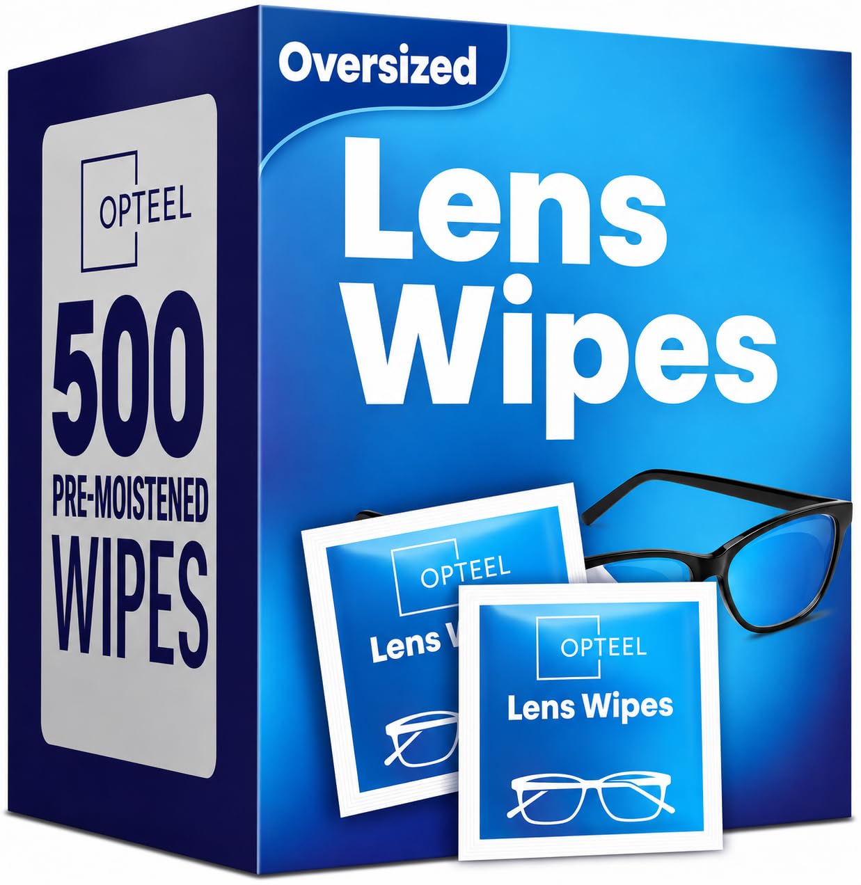 Toallitas para lentes – Toallitas de limpieza de lentes prehumedecidas – 500 toallitas envueltas individualmente, sin características y sin rayas, limpiador de lentes para gafas de sol y