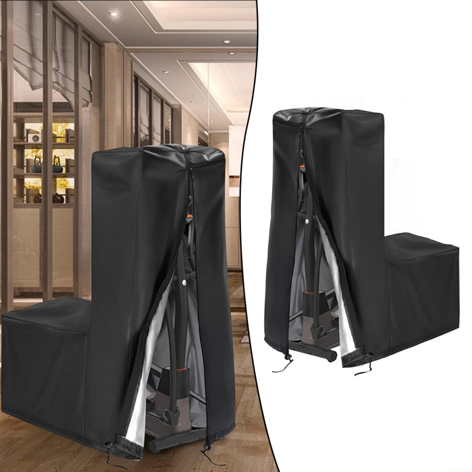 Abdeckung für Crosstrainer, wasserdichte Schutzhülle mit Kordelzug und Reißverschluss, staubabweisendes 420D-Oxford-Gewebe für drinnen und draußen, Heimgebrauch (165 x 65 x 140 cm)