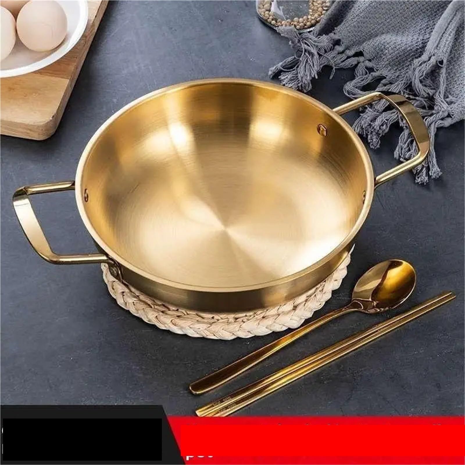 2 Stück kleiner Suppentopf Instant-Nudeln Zweiohr-Edelstahl-Trockennudeln Lamian-Meeresfrüchte für Kochen