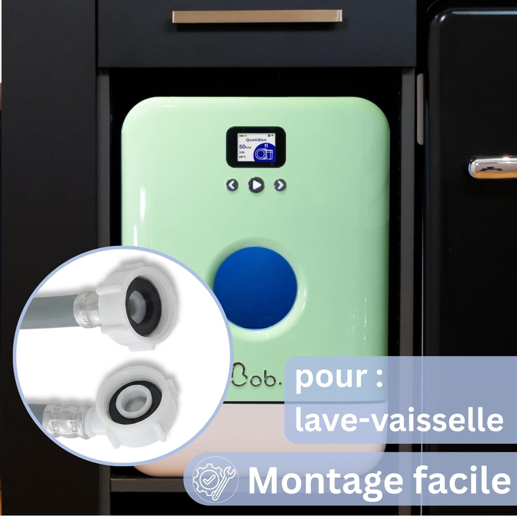 Daan Tech Diverteur de Robinet pour Lave-Vaisselle avec Tuyau d’Alimentation – Accessoires Lave-Vaisselle Bob – Raccordement Facile au Robinet et à l’Arrivée d’Eau – Kit d’Installation de Remplacement