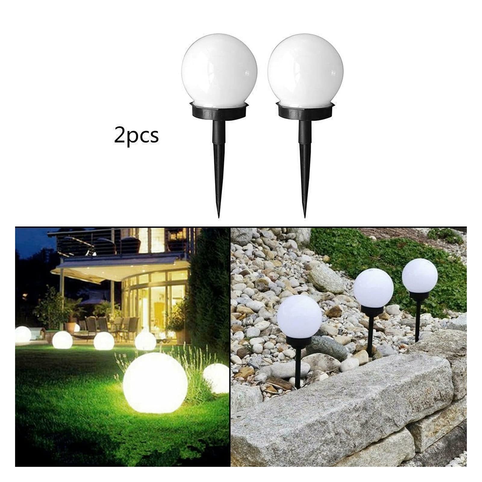 Luces Jardín 2 PCS Solar Ground Light Ball Lámpara de Bola Outdoor jardín Patio Decoración Luz del césped Luz de Césped
