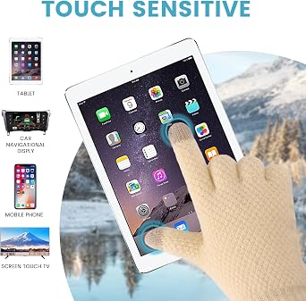 Winter Gloves - Women's Winter Touchscreen Gloves Women Men, Warm Knit gloves for cold weather with Elastic Cuff