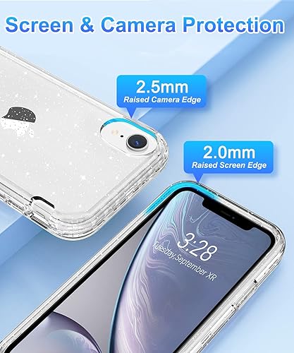Miniatura 4 de Hython Funda para iPhone XR con purpurina bonita funda transparente con brillantina protección de grado militar híbrida resistente de policarbonato