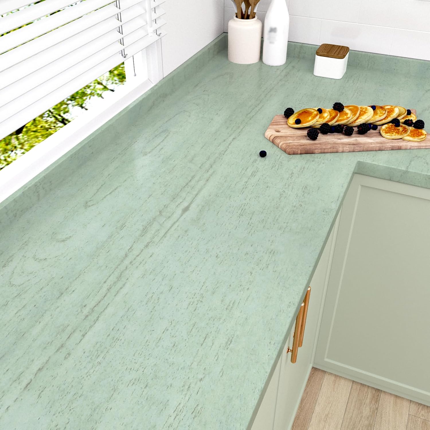 Sage Green Wood Contact Paper for Countertops Textured Wood Wallpaper Peel and Stick Waterproof Self Adhesive Wooden Grain Contact Paper for Bathroom Kitchen Countertops Cabinet Bedroom