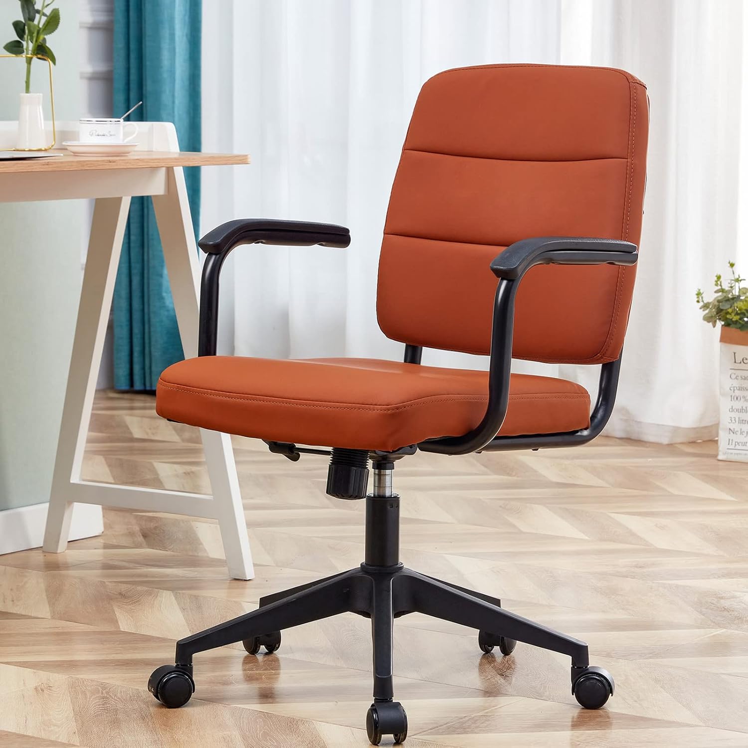 Amazon.com: Recaceik Home, PU Leather Upholstered Armrests, Cute Swivel ...