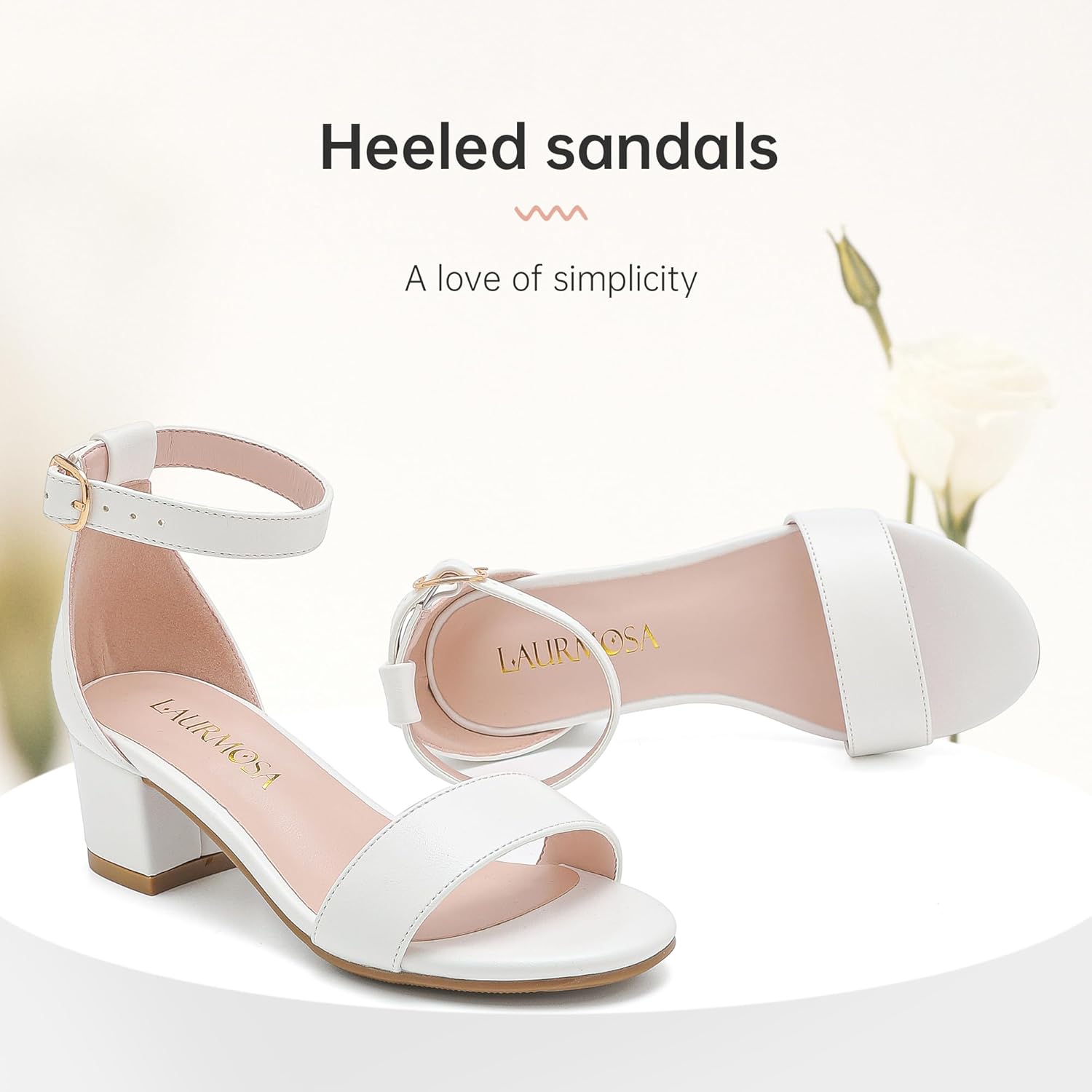 Girls High Heels Sandal for Girls Open Toe Ankle Buckle Strap Dress Shoes for Little Big Kids in Wedding Party Block Chunky Pump Sandals - Image 3