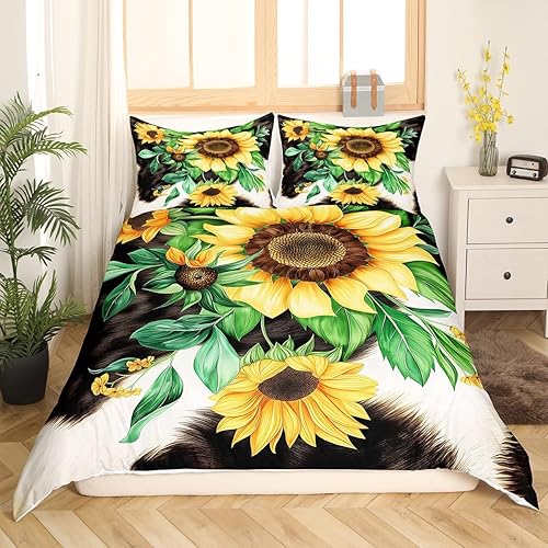 Miniatura 8 de Juego de funda de edredón de Acción de Gracias de tamaño matrimonial, accesorios de girasol, decoraciones de otoño para el hogar, funda de edredón