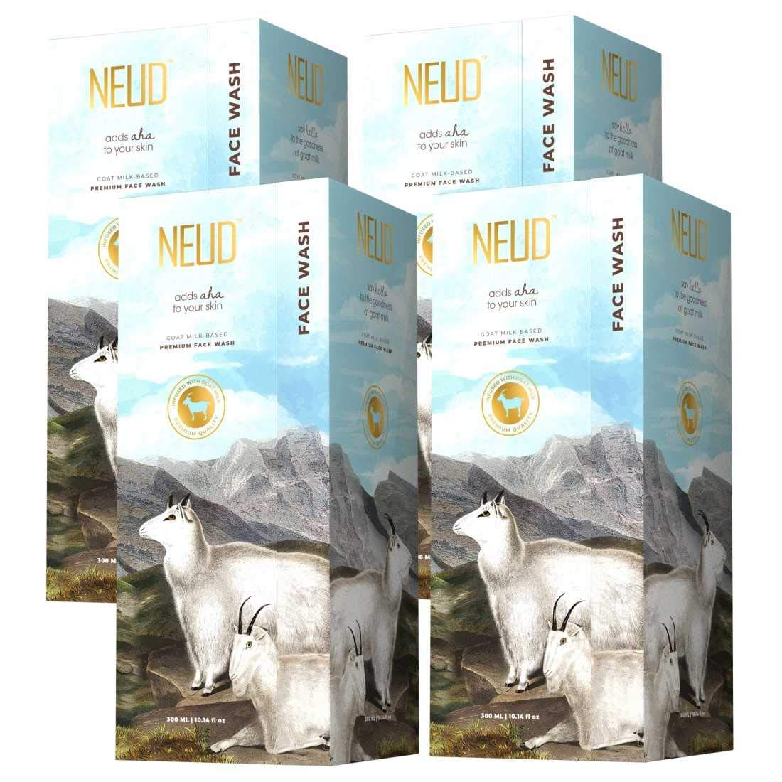 NEUDGoat Milk Premium Face Wash for Men & Women-Pack of 4 (300 ml each)