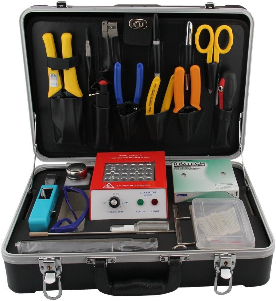 FASO Fiber Connector Termination Tool Kit, FS-600 Fiber Optic Polishing and termination Tool Kit with 24 Ports Connector Hot Even