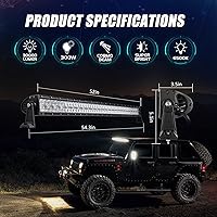 Vista 2 de Auxbeam - Barra de luz LED de 52 pulgadas, 300 W, súper brillante, 30000 lm, lámpara todoterreno, lente 5D, doble fila, luz combinada de inundación