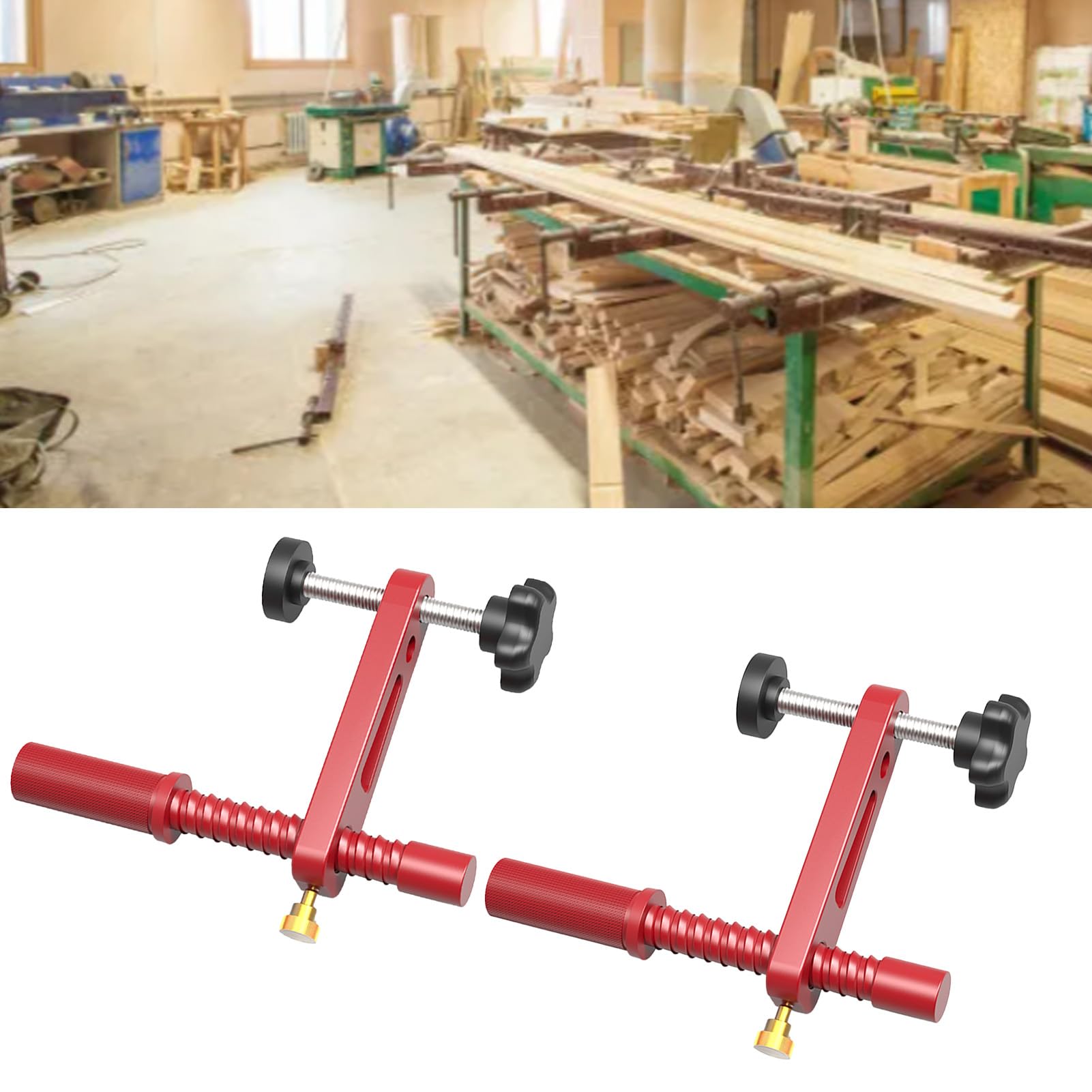 Pince de Serrage D'établi MFT Réglable, Pince de Table à Maintien Rapide pour le Travail du Bois, Matériau en Alliage D'aluminium Robuste, 2 de Serrage pour Banc de Couleur Rouge, Idéale