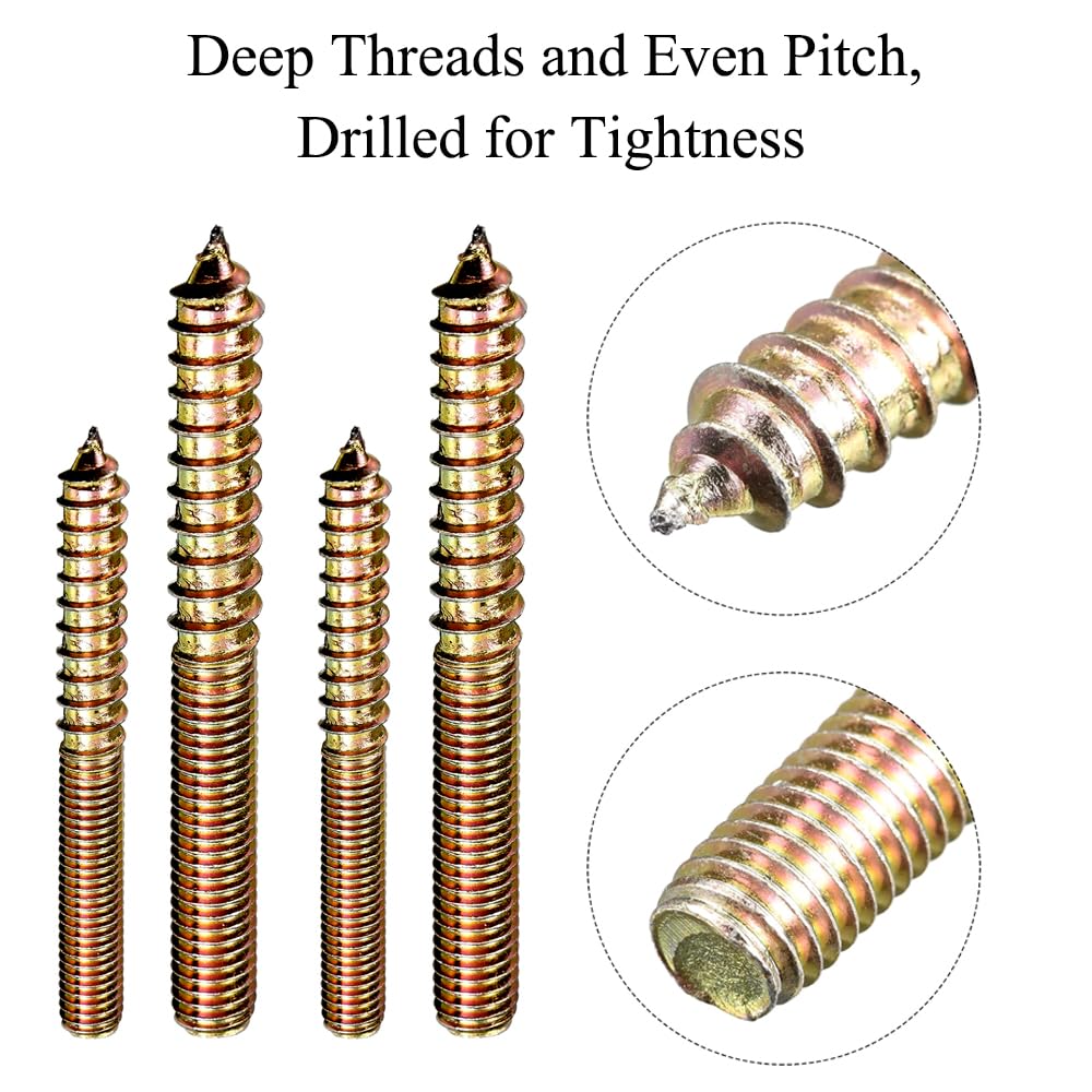 M4 x 30mm Hanger Bolts Wood to Metal Screw Dowels Double Headed Screws Headless Screws Fastener for Woodworking Furniture Connecting (10 Pack) - Image 4