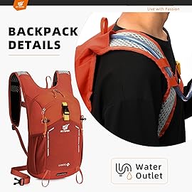 SKYSPER Small Hiking Backpack - 15L Travel Daypack Lightweight Bag Water Resistant Hiking Backpacks for Women Men