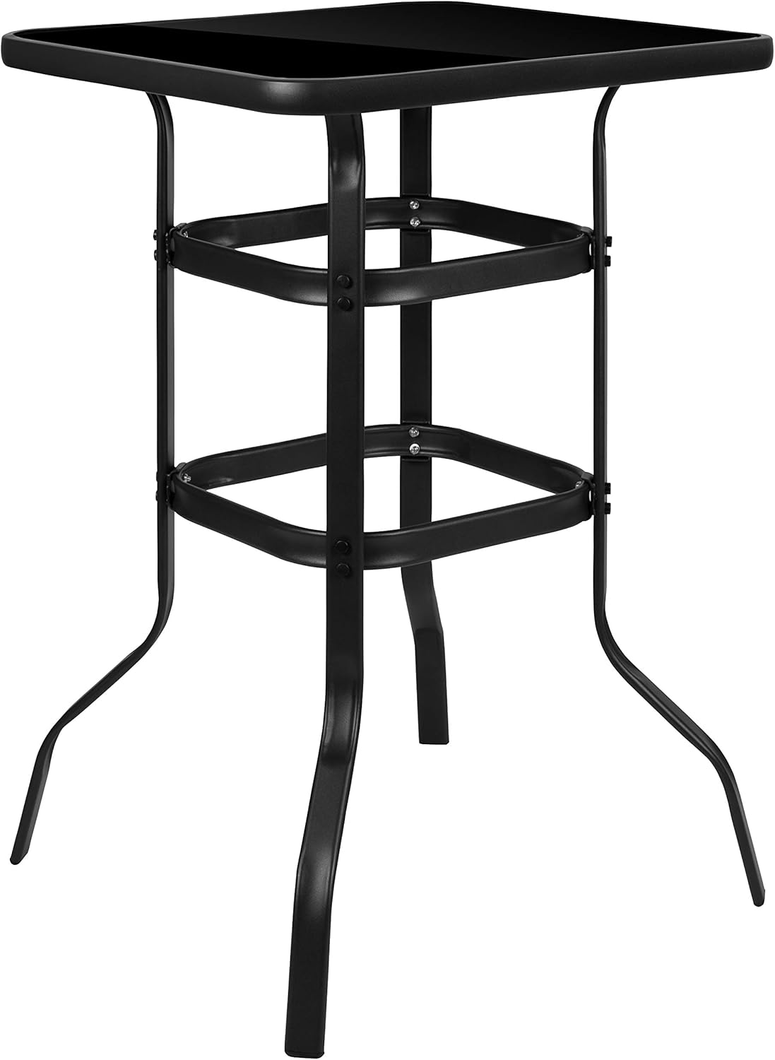 Flash Furniture 27.5" Square Black Tempered Glass Bar Height Metal Patio Bar Table : Patio, Lawn & Garden