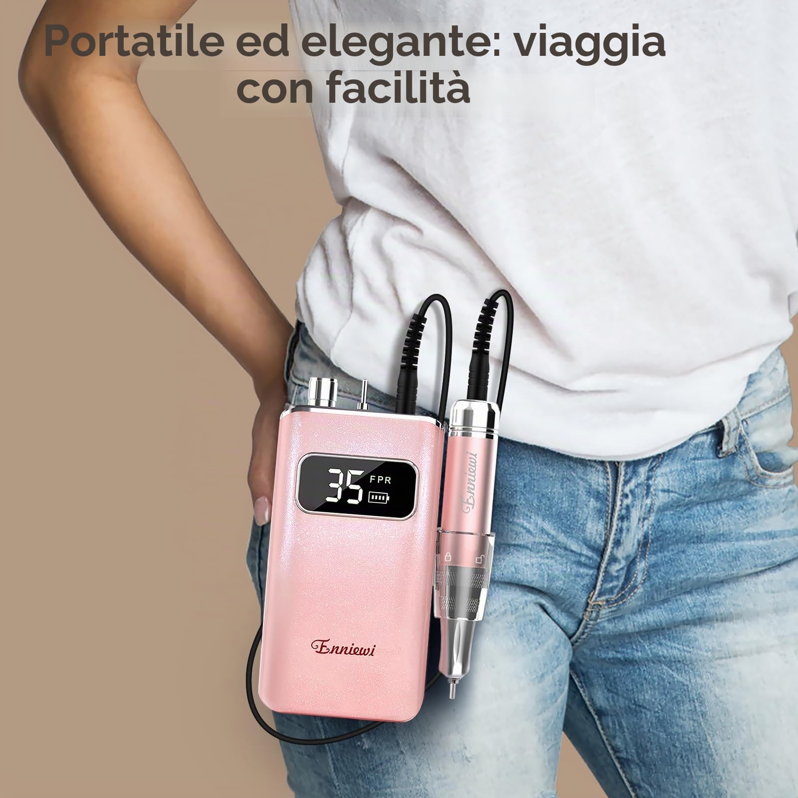 Fresa per Unghie Professionale 35000 RPM, Set Manicure Elettrico con Base di Ricarica e 7 Frese, Lima per Unghie Elettrica Portatile Ricaricabile, Trapano Elettrico per Rimozione Gel, Rosa