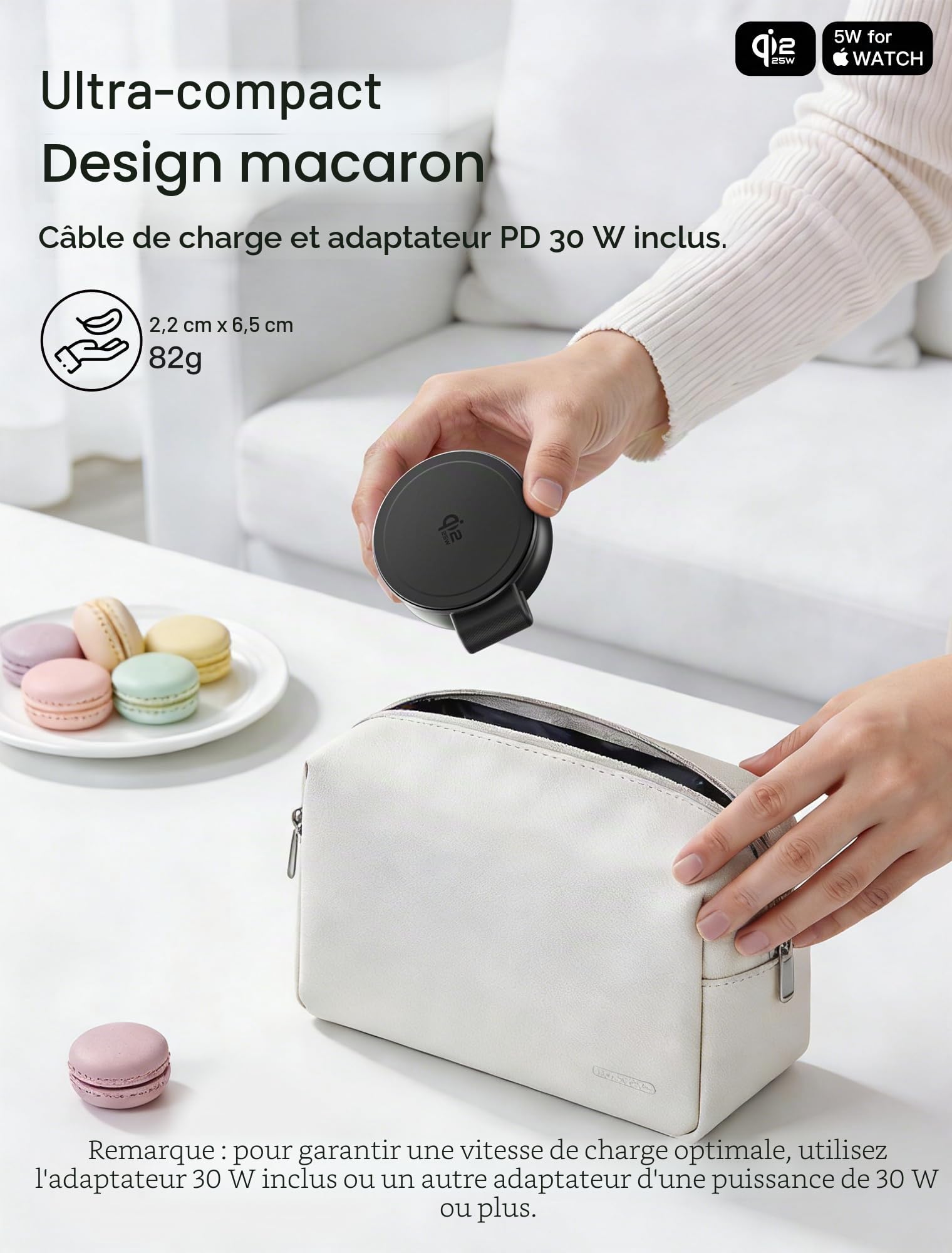 Station de Charge magnétique sans Fil 2 en 1, Chargeur Rapide Qi2 25 W, Pliable, Compatible avec Mag-Safe pour iPhone 17e/17/16/15/14/13/12/Air, Apple Watch Ultra/Series 1–11, AirPods 4/3/2/Pro