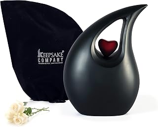 Tranenvormige urn met rood hart, 2,5 liter
