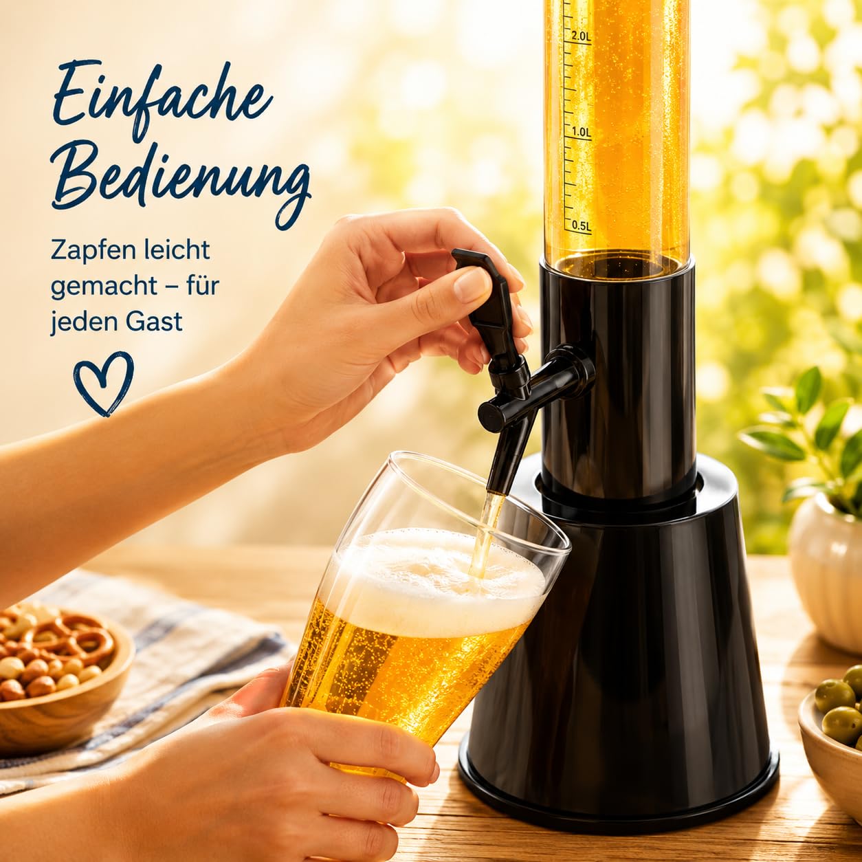 HLKauf Biersäule 3L Trinksäule 2er Set Party Bier Zapfsäule Getränkesäule mit Zapfhahn XXL Getränkespender & HLKauf-Block