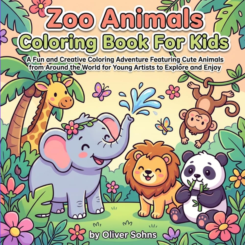 Zoo Animals Coloring Book For Kids: 40+ Adorable Animals from Forests, Jungles, Oceans, and Farms | Delightful Coloring Book for Kids Ages 3-8