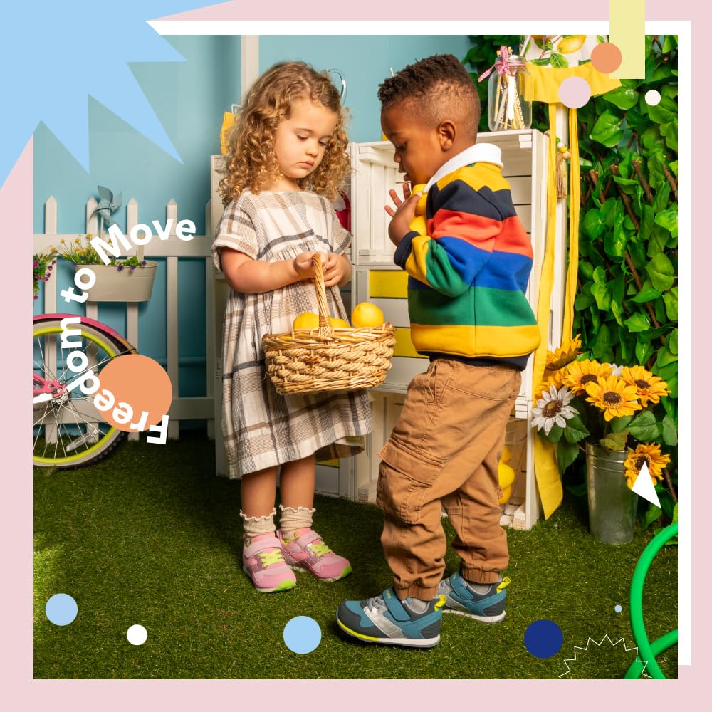 TSUKIHOSHI Racer Baby and Toddler Shoes - Strap-Closure Machine-Washable Baby Shoes with Wide Toe Box & Slip-Resistant, Non-Marking Outsoles, White/Pink - 3 Infant (0-12) Months