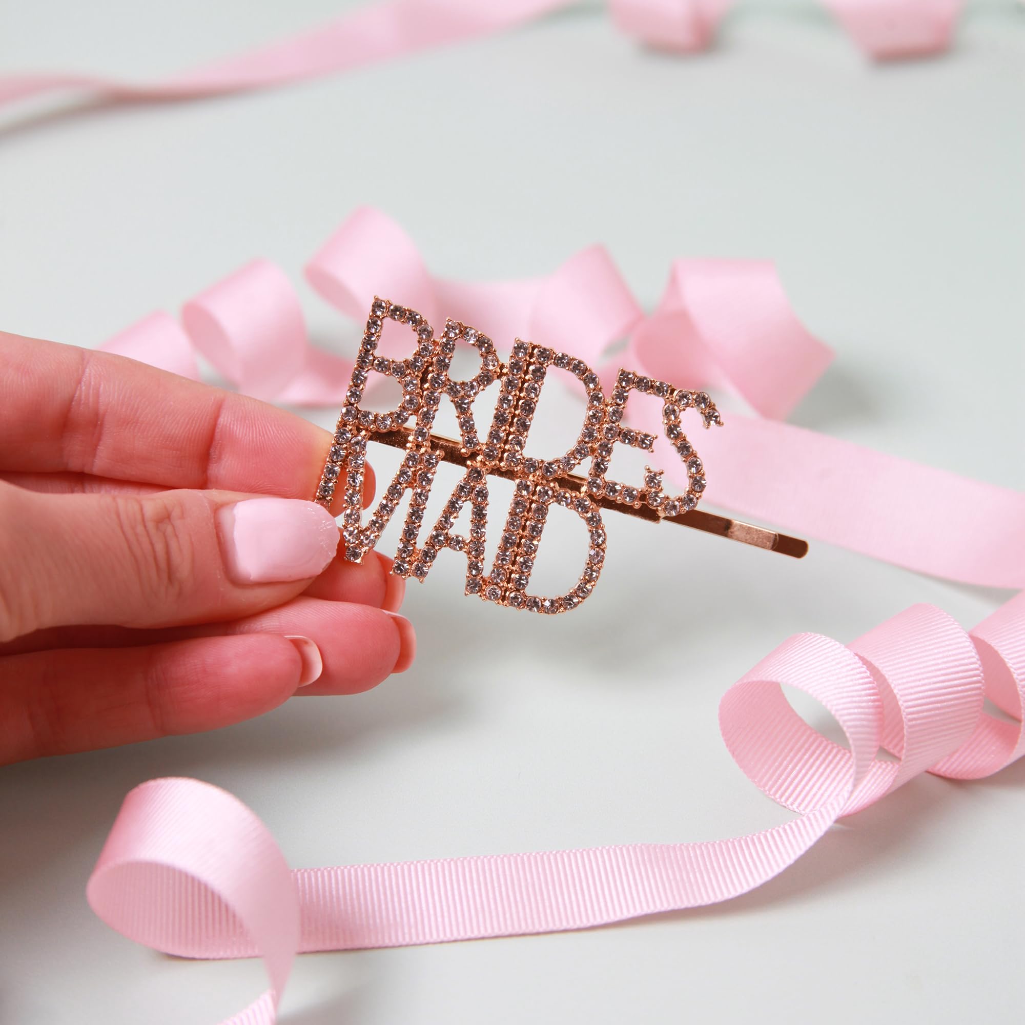 Pink Positive Bridesmaid, Bride to Be, Maid of Honour Sparkly Bobby Pin, Hair Slide (Bridesmaid), Gold - Image 3