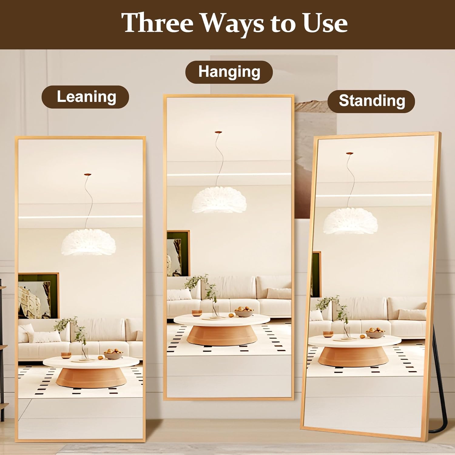 Full Length Mirror, 71"x32" Full Body Mirror Wall-Mounted or Freestanding, Modern Standing Mirror for Bedroom, Living Room, or Cloakroom, Shatterproof, Easy Assembly