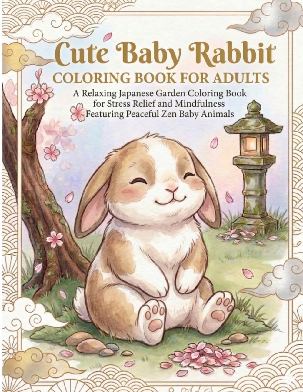 Cute Baby Bunny Coloring Book for Adults: A Relaxing Japanese Garden Coloring Book for Stress Relief and Mindfulness Featuring Peaceful Zen Baby Rabbits