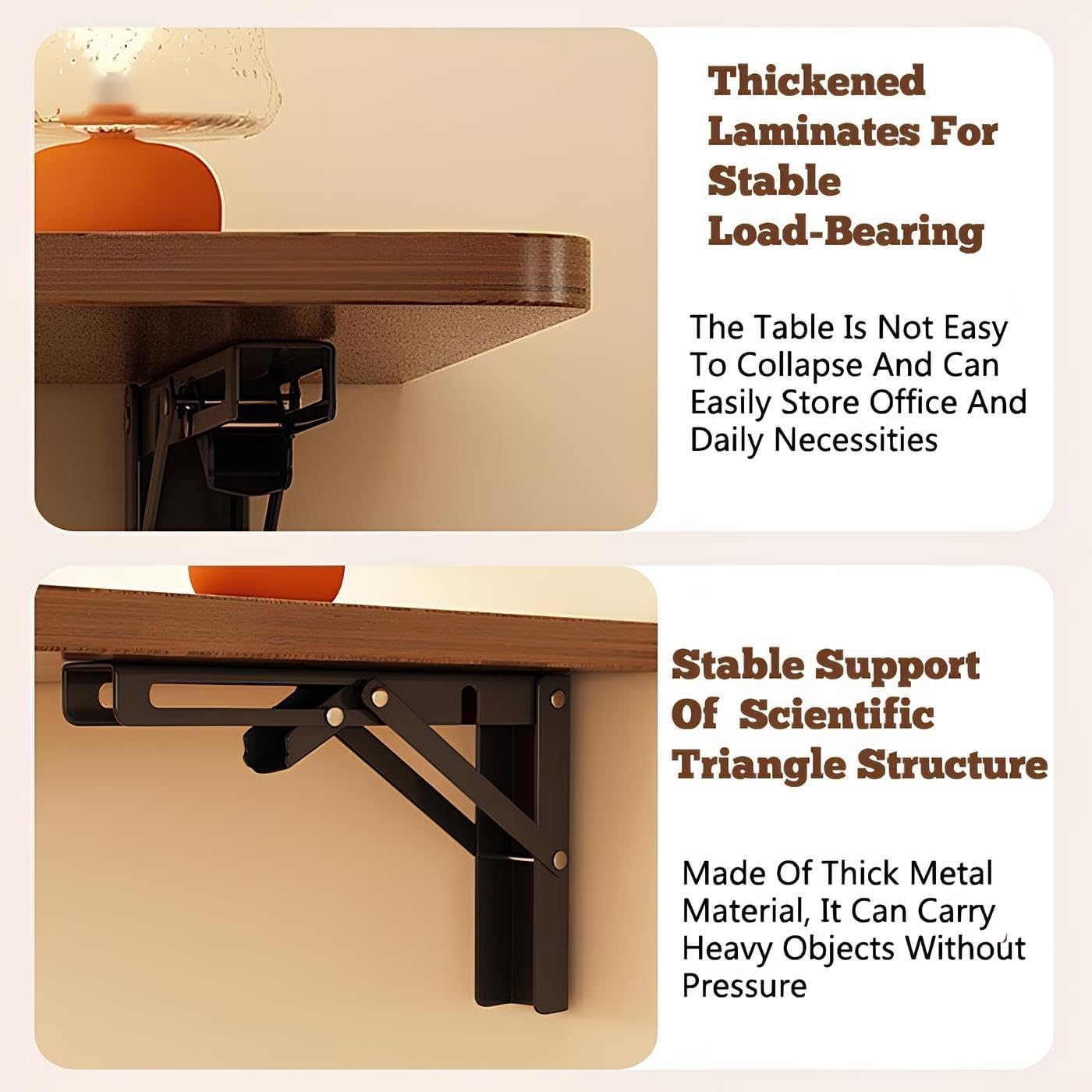 Wall-Mounted Folding Table Compact Fold-Down Desk for Small Spaces Ideal for Office Study Kitchen Dining Home Bar Walnut Finish (40x24cm)