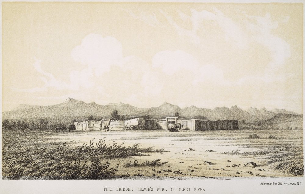 Fort Bridger Wyoming 1852 Na Fur Trading Outpost Established In 1842 Along The Oregon Trail American Lithograph 1852 Poster Print by (18 x 24)