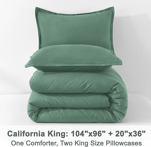 Miniatura 270 de Litanika - Juego de edredón de tamaño queen extragrande, 3 piezas, color verde salvia, ligero, unicolor, para todas las estaciones, esponjoso Verde