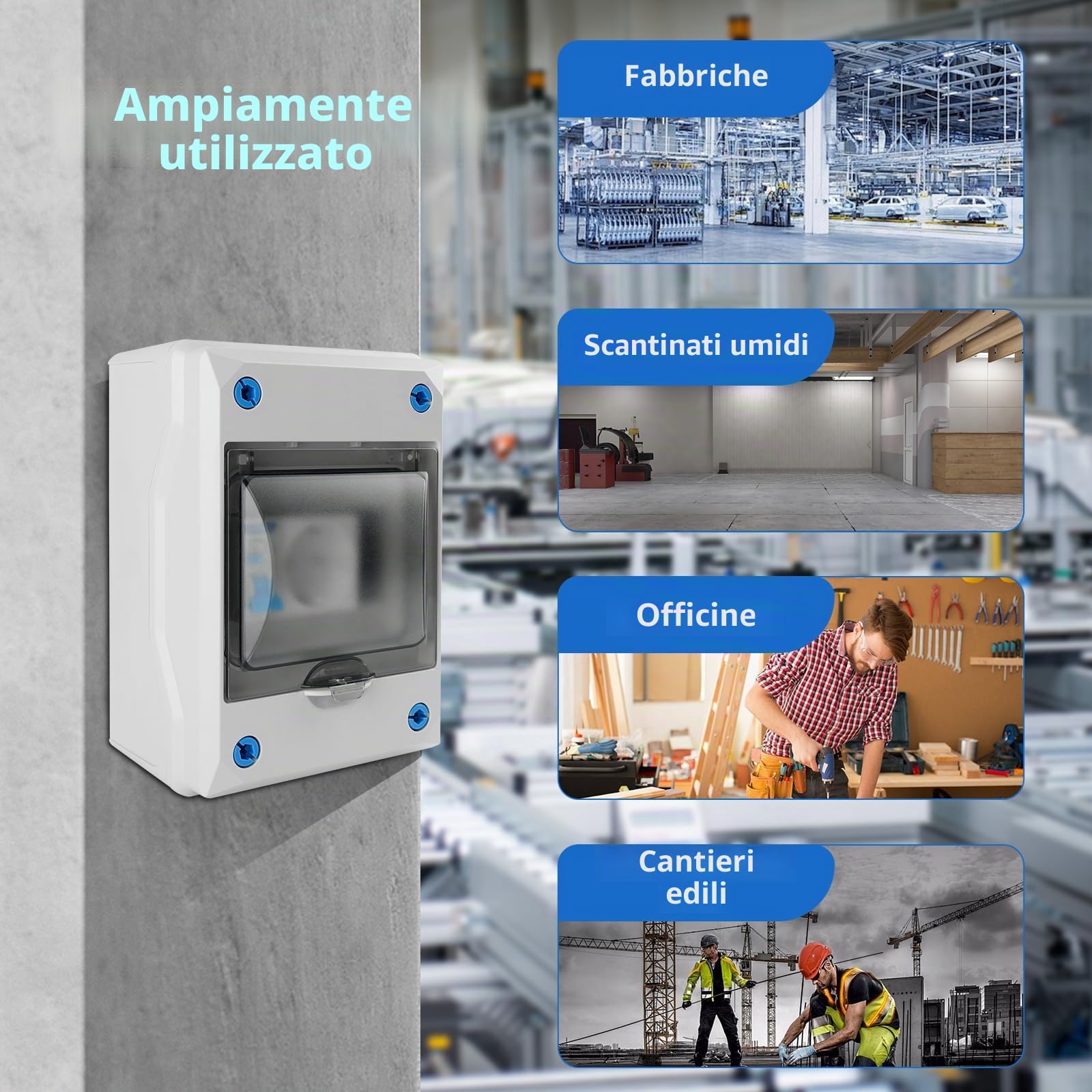 Scatola Di Derivazione,Presa Schuko Con Interruttore, Interruttore Differenziale Con 16 A 230 V - 1/ Ip65, Presa Esterna Impermeabile Per Spazi Esterni E Ambienti Umidi