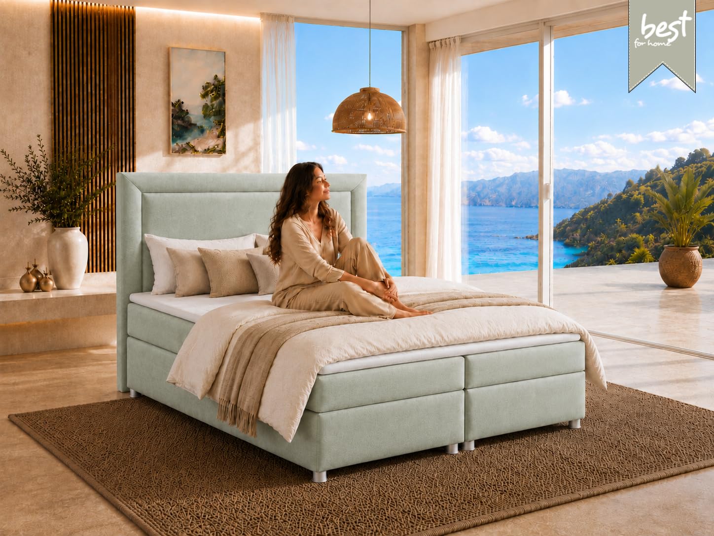 Trinity K-3 Boxspringbett 180x200 cm mit Topper und Stauraum