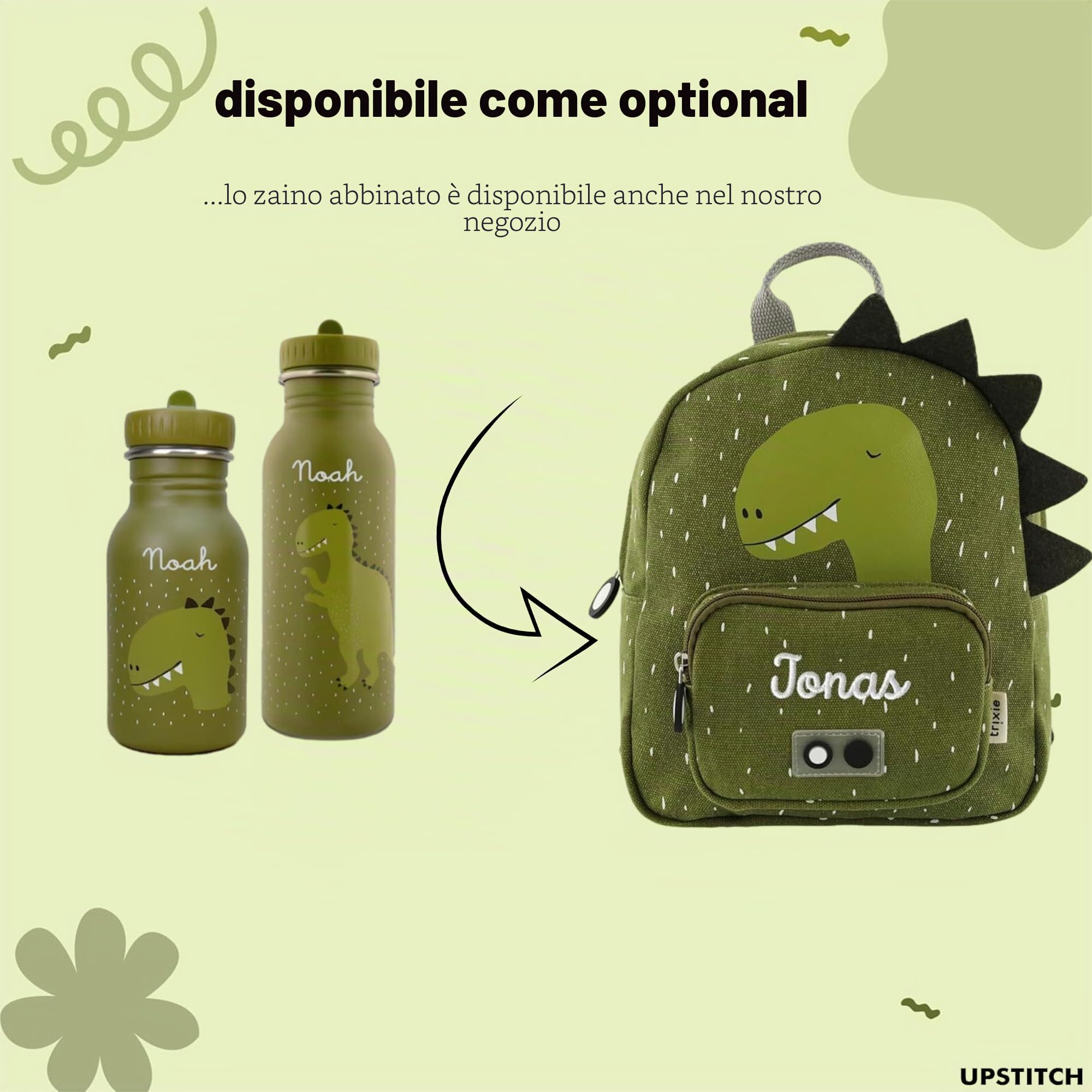 Trixie - Borraccia personalizzata per bambini, in acciaio inox, 500 ml, con nome per ragazze e ragazzi, a prova di perdite, antiruggine e adatta ai bambini