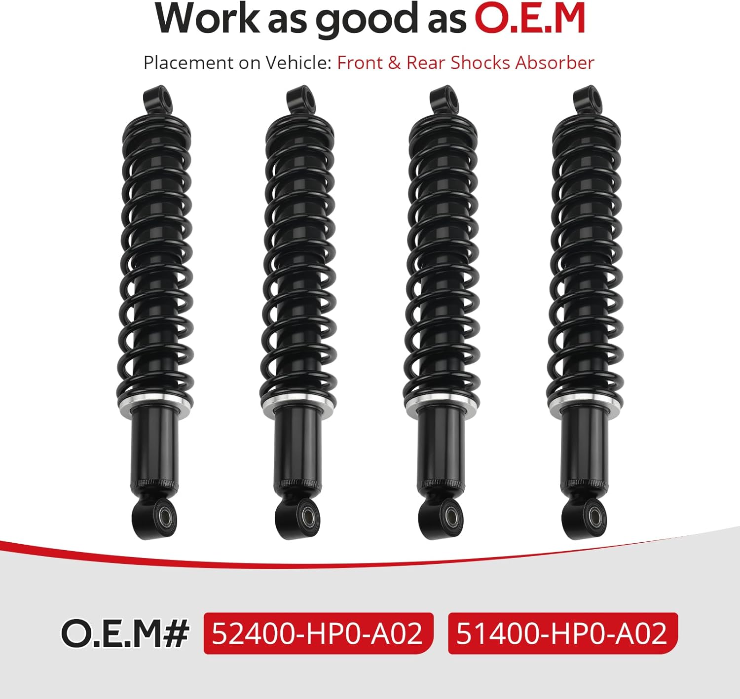 JAVIK 4Pcs Front & Rear Shocks Absorber For Honda Foreman 500 TRX500FM TRX500FE 2005-2009 2011 O.E.M# 52400-HP0-A02 51400-HP0-A02