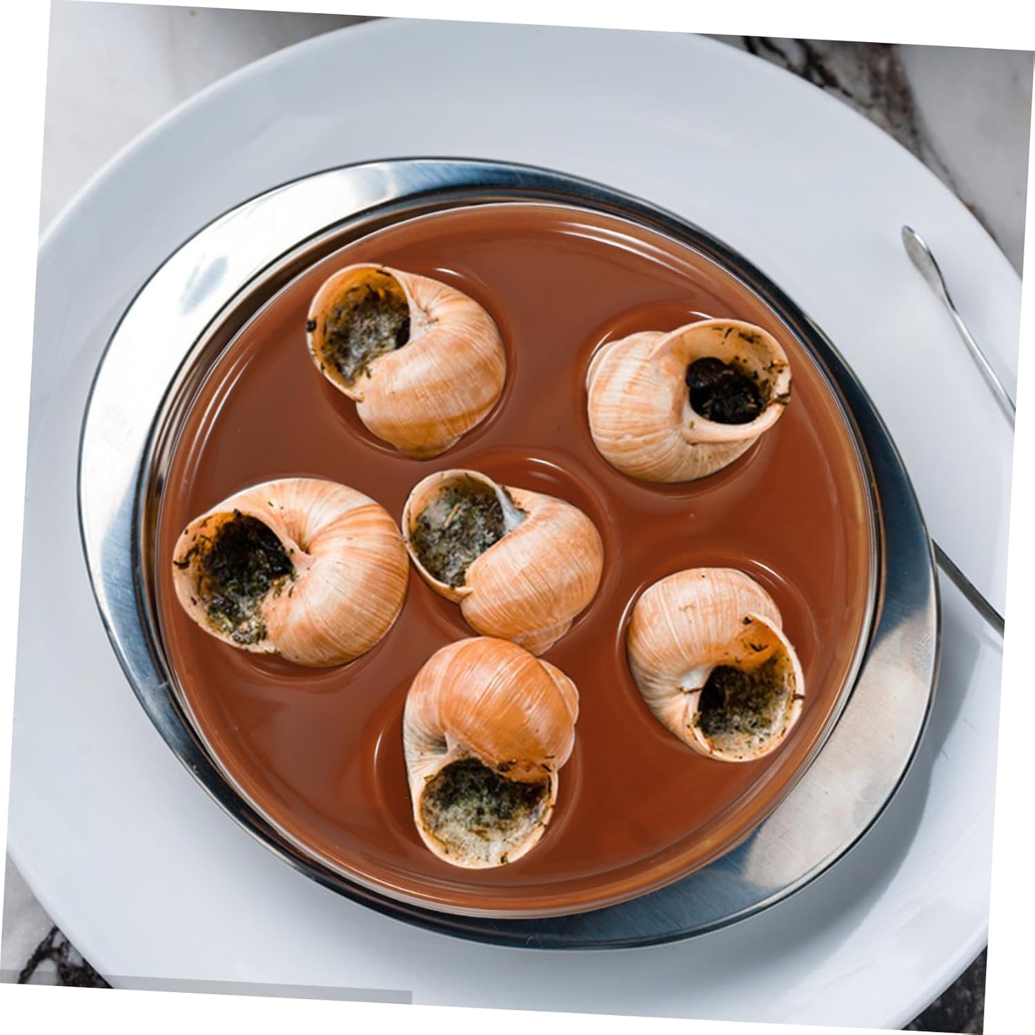 Luxshiny 2pcs Ceramic Snail Plate for Escargot French Baking Dish Inspired Serving Plate