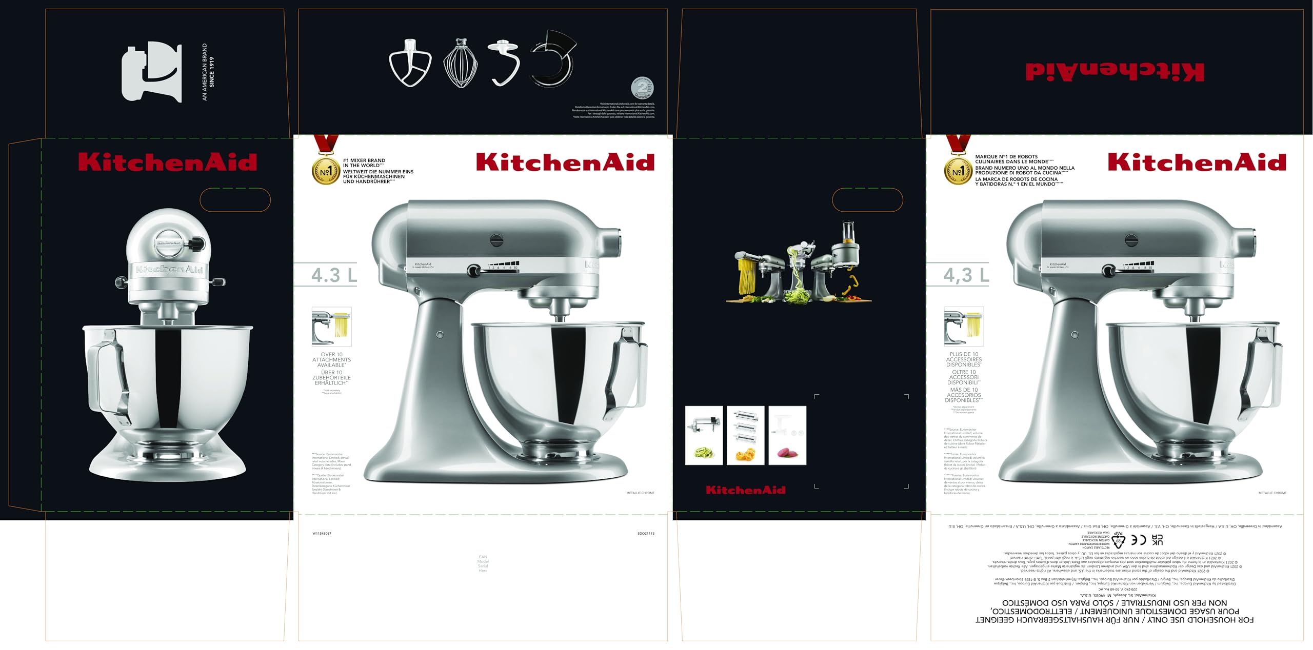 KitchenAid Maszyny kuchenne z uchylną głowicą silnika 4,3 l 5KSM95PSECU