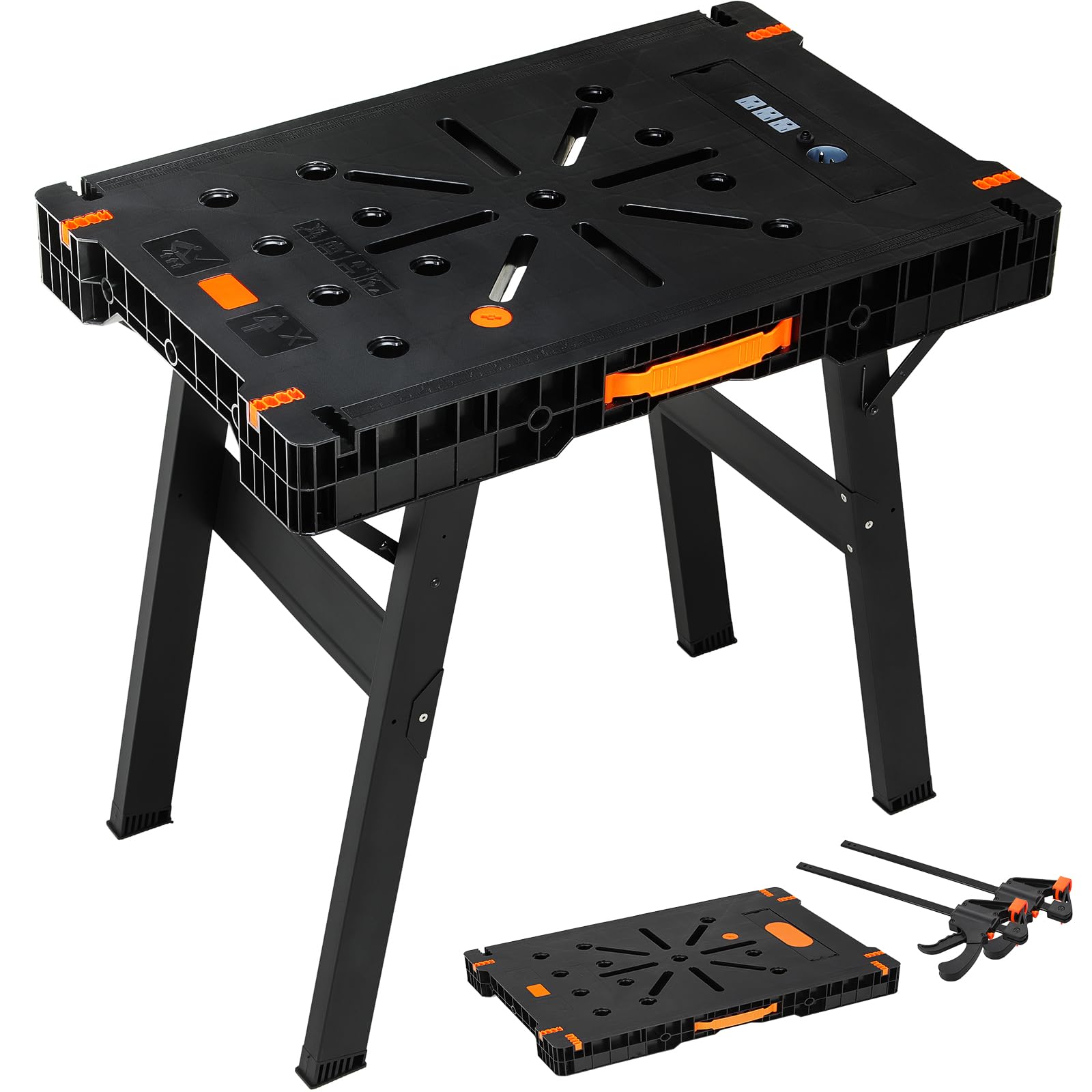 TLGREEN Folding Work Bench with Clamps & Power Strip - Portable Work Table 34" W x 22" D, 330lb Capacity, Heavy Duty Foldable Design for Garage, Table Saw, Workshop, Home DIY Projects