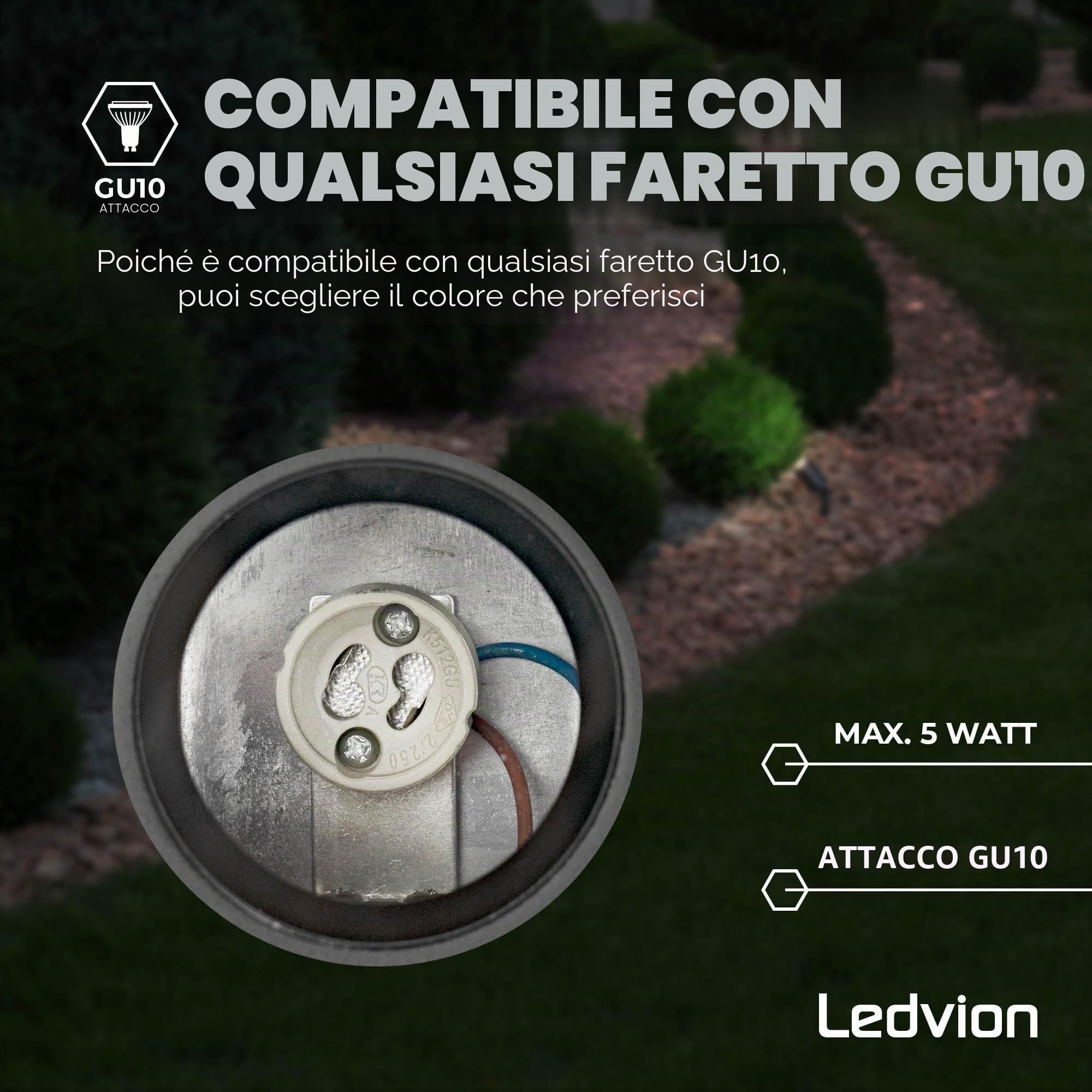 Ledvion 9 pezzi Faretti Esterno Lampade IP65 3W 2700K GU10 picchetto | Per giardino terrazza vialetto aiuole e luce decorativa esterna