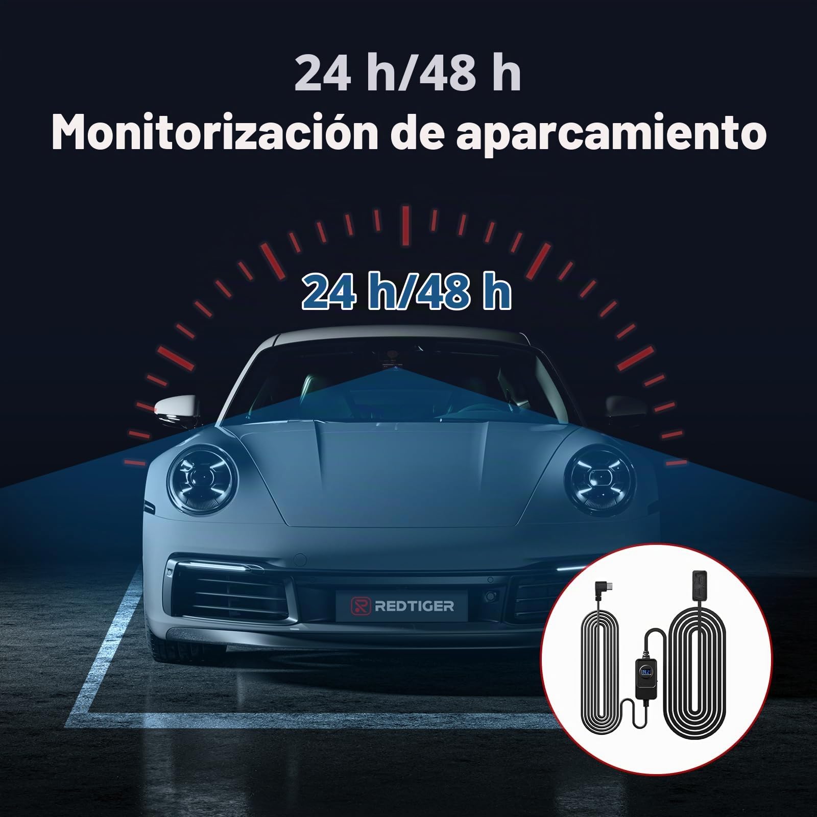 REDTIGER Dash CAM OBD Hardwire Kit con Puerto USB C,12V-24V a 5V, Protección de Bajo Voltaje para Modo de Estacionamiento 24H,Adecuado Serie Dash CAM
