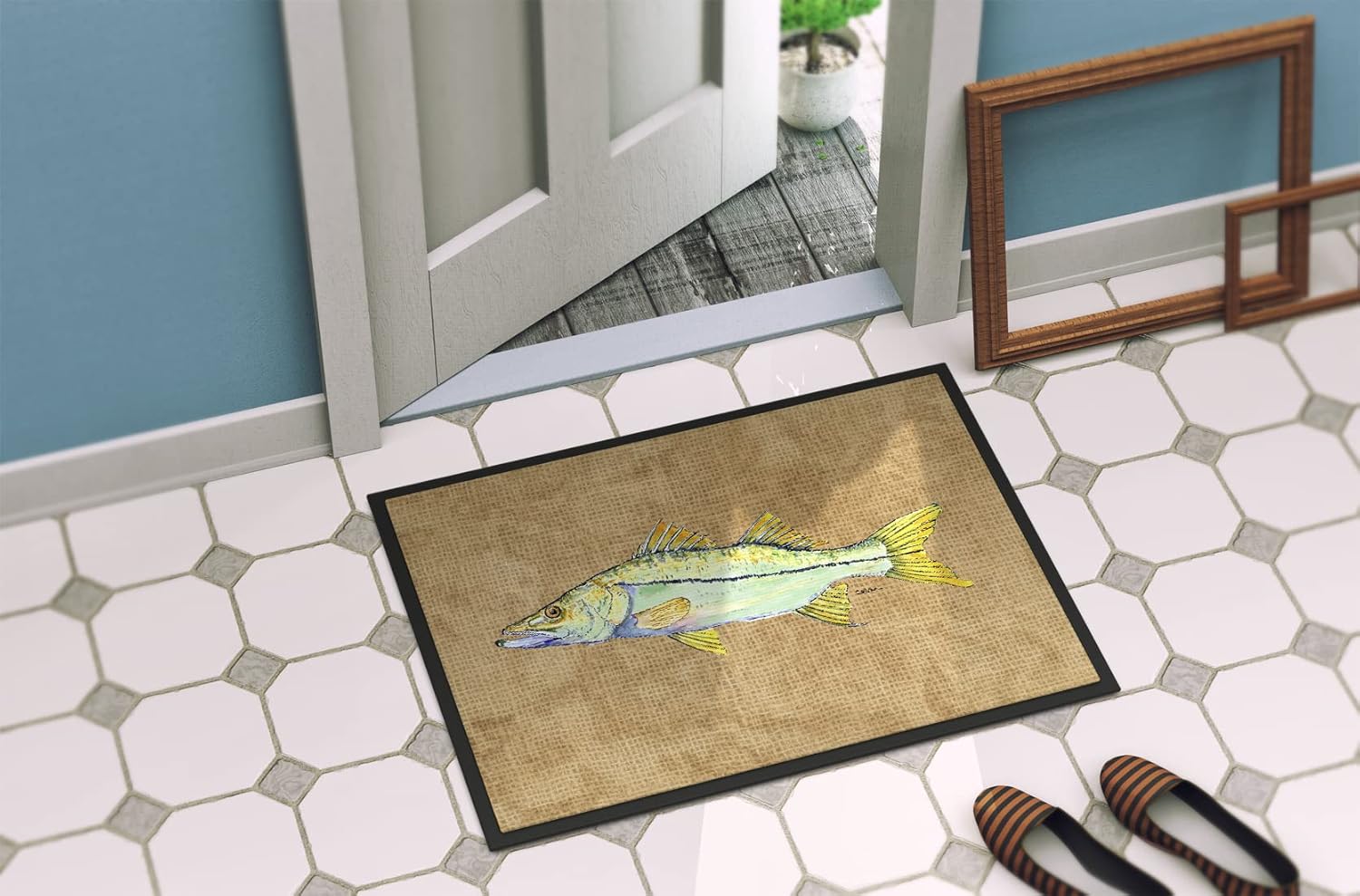 Caroline's Treasures 8819JMAT Snook Doormat 24x36 Front Door Mat Indoor Outdoor Rugs for Entryway, Non Slip Washable Low Pile, 24H X 36W