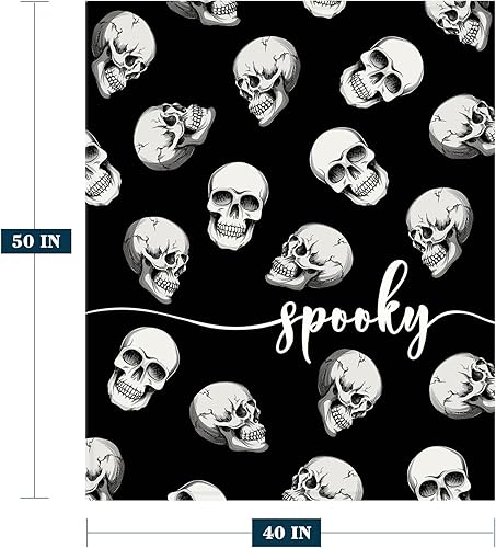 Miniatura 2 de YeeJu Manta de Halloween para niños, manta de calavera espeluznante negra, manta pequeña para niños y niñas, cama de bebé, decorativa, suave,