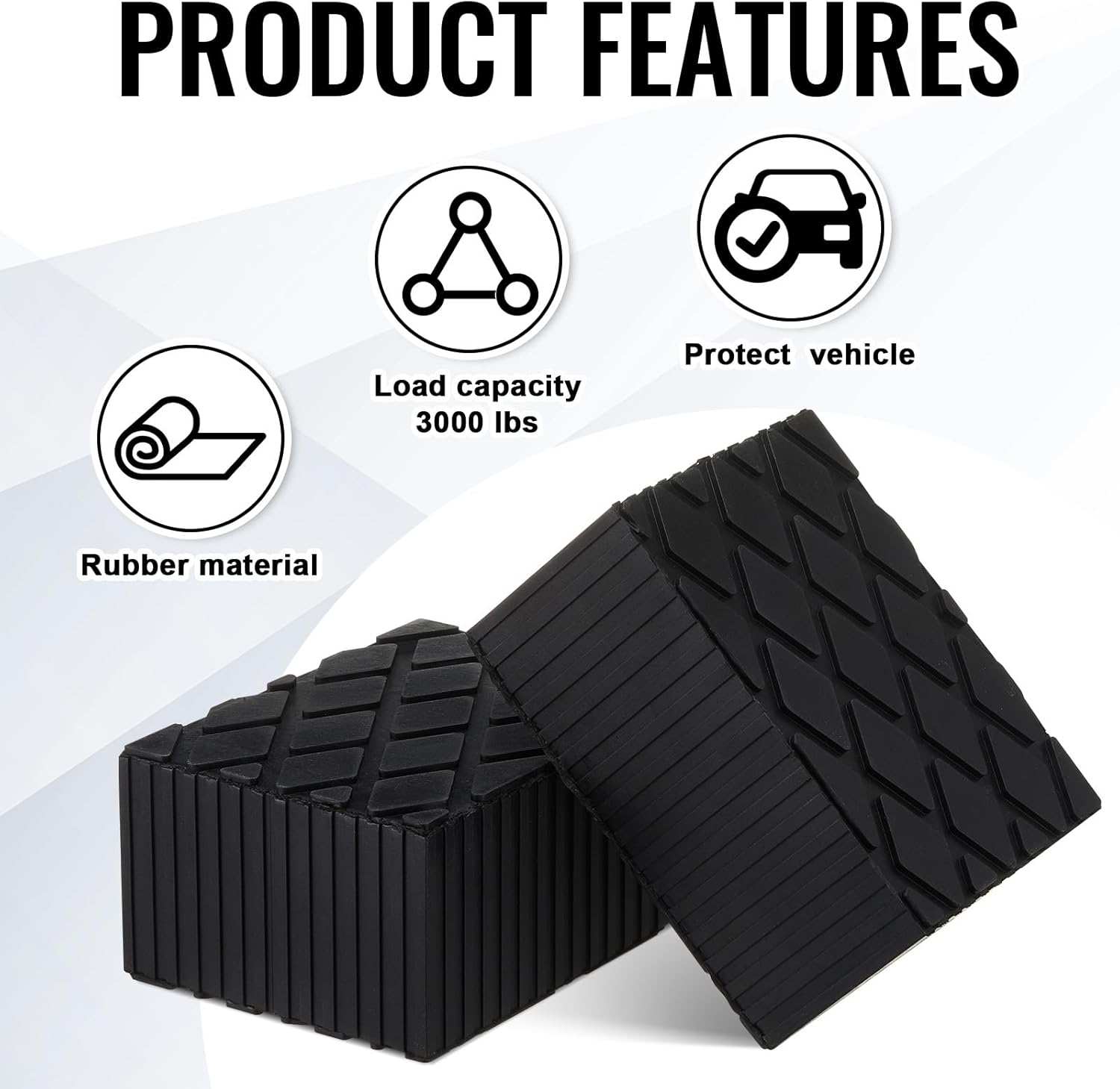 Pangda 8 Pack Solid Rubber Auto Lift Pads 6-3/8" x 4-3/4" x 3.15" Anti-Skid Lift Block Spacer Pad for Automobile Car Lifts, Jacks and Racks, 4000 Lbs Capacity