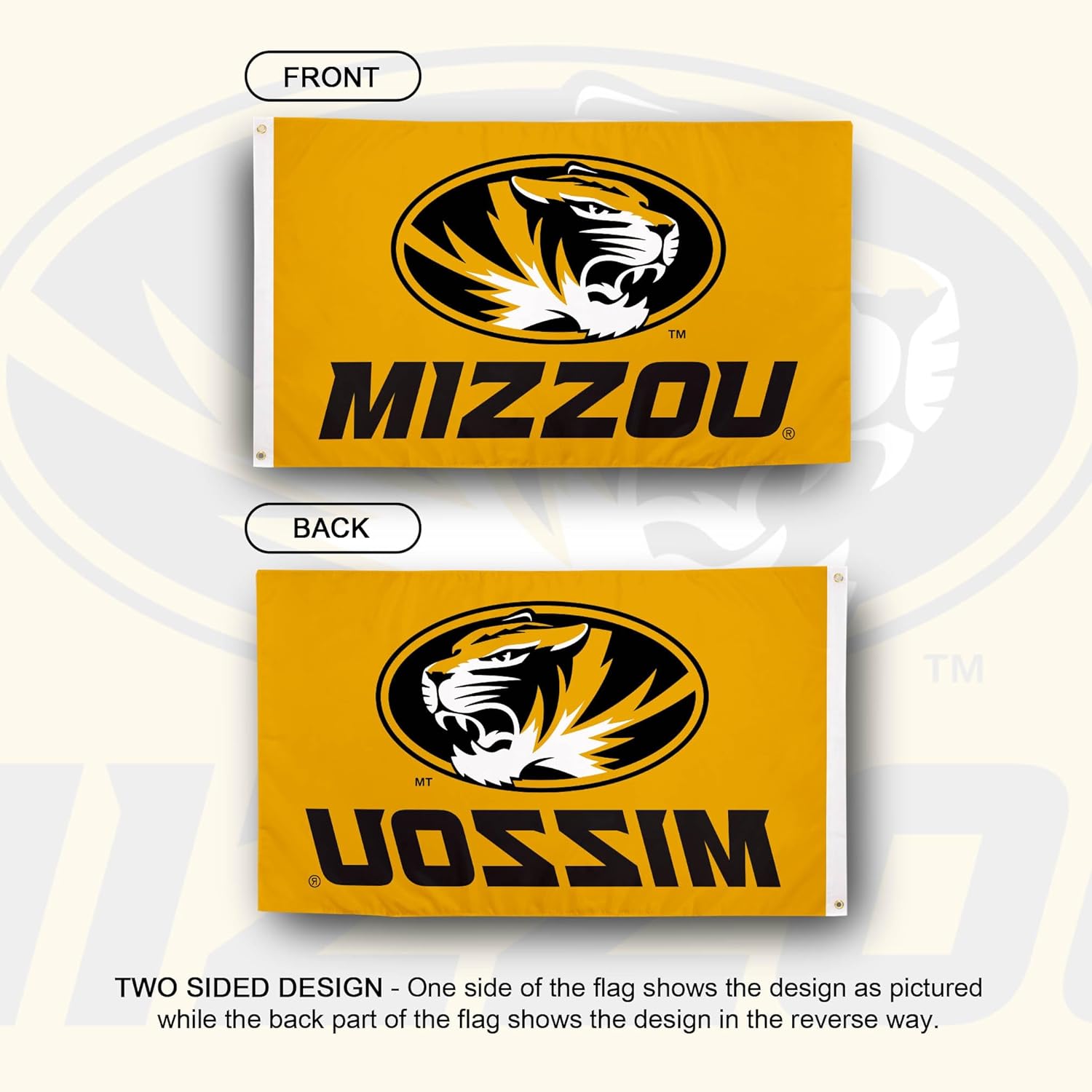 Desert Cactus University of Missouri UM Flag - 3 x 5 Feet Tigers Banner, Indoor/Outdoor Durable Fabric, 100% Polyester Design (Style 6)