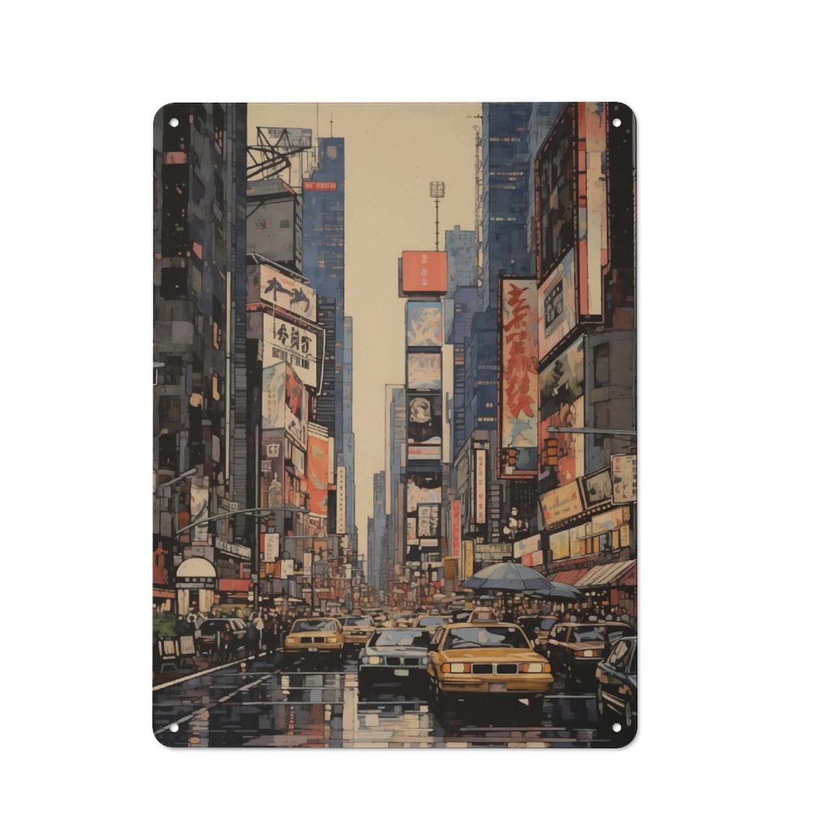 Junmoney New York Japanese Style Kitchen Metal Sign 40X30cm, Country Style Kitchen Wall Decor For Restaurant, Kitchen, Counter Or Breakfast Nook