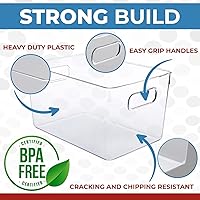 Vista 3 de Clear Plastic Storage Bins with Lids, Perfect for Kitchen Organization or Pantry Organization and Storage, Stackable Fridge Organizer Bins, Storage