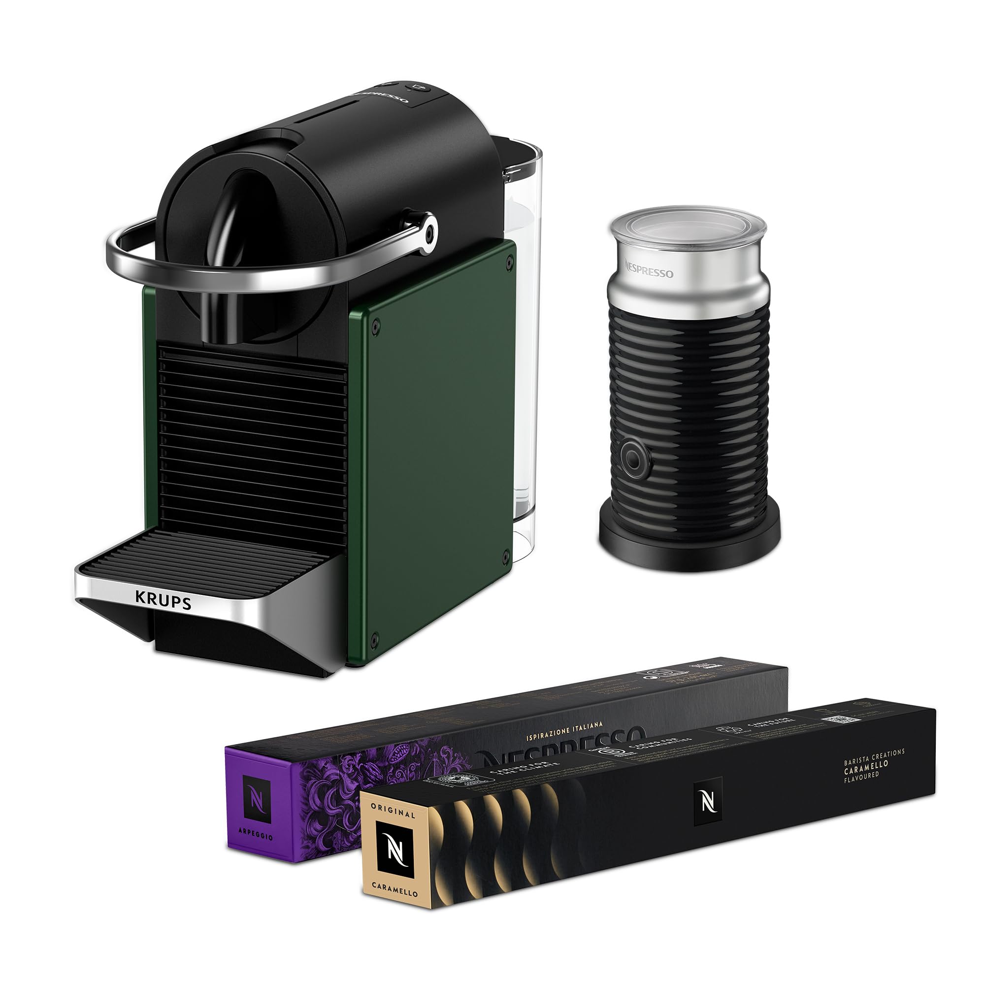 Nespresso Pixie Coffee Machine Bundle By Krups - Green, Xn3063G2