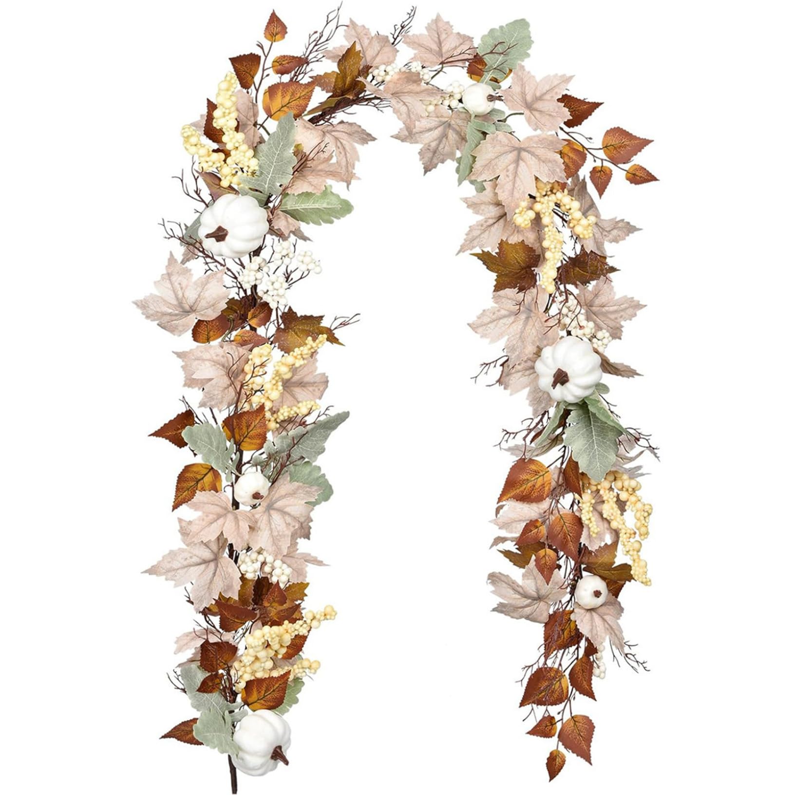 Tsawntd Fall Garland, 5.9ft Pumpkin Maple Leaf, Fall Home Decor Pumpkin Garland Leaf Leaves