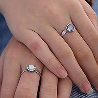 Vista 20 de Anillo de plata de ley con piedras preciosas para mujer, anillo apilable de piedra martillada, anillo de piedra natal